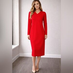 Red Home Made Dress Sz Sm? Has Stains See Photos V-neck Long Sleeves